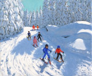 Den Pfad hinunterfahren, Courchevel von Andrew Macara
