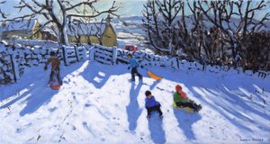 Schlittenfahren, Hartington, Buxton von Andrew Macara
