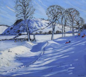 Schlittenfahren, Derbyshire Peak District, 2012