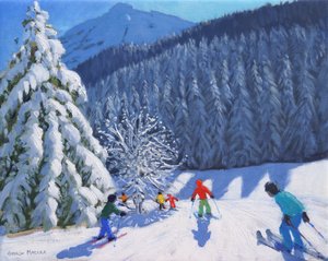Schneebedeckte Bäume, La Clusaz, Frankreich, 2015 von Andrew Macara