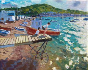 Zwei Jungen auf der Landungsbrücke, Teignmouth, 2015-2016 von Andrew Macara
