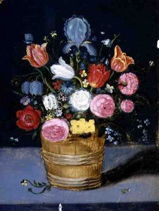 Stillleben mit Blumen in einem Holztrog von Andries Daniels or Danielsz