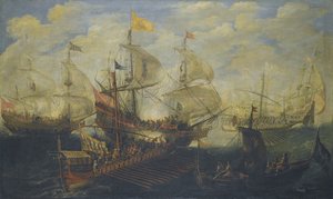 Die Schlacht von Lepanto am 7. Oktober 1571