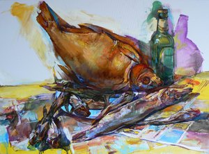 Buntes Fisch-Stillleben von Andrii Kutsachenko