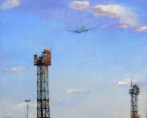 Kampfjet über Türmen von Andrii Kutsachenko
