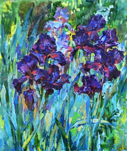 Lebendige violette Schwertlilien von Andrii Kutsachenko