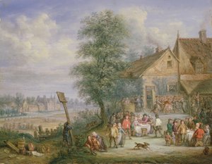 Ein Fest zur Erntezeit mit dem Haus Drij Toren im Hintergrund