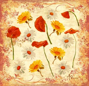 Fröhliche Mohnblumen und Gänseblümchen von Angeles M. Pomata