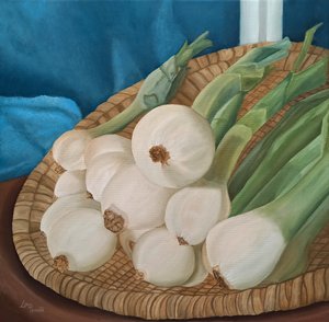 Frische Zwiebeln Stillleben
