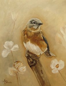 Sanfter Vogel und Blumen
