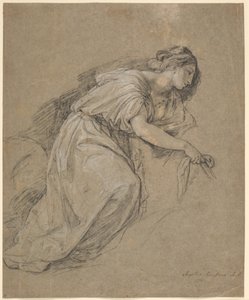 Studie nach dem Leben einer knienden Frau im Profil von Angelica Kauffmann