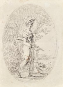 Jägerin mit Hund von Angelica Kauffmann