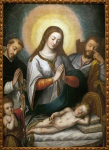 Die Heilige Familie mit Johannes dem Täufer und Dominikus von Angelino Medoro
