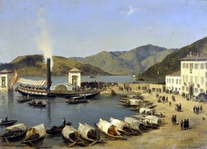 Der Hafen von Como (Como) von Angelo Inganni