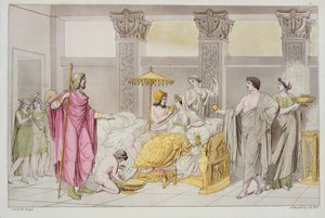 Die Hochzeit von Odysseus und Penelope, Illustration aus Le Costume Ancien ou Moderne von Jules Ferrario, graviert von A. Biasoli, Mailand 1821 (Farbstich) von Angelo Monticelli