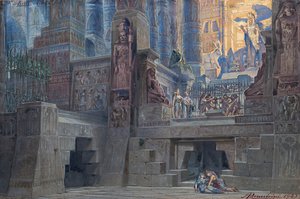 Bühnenbild für die Oper Aida von Giuseppe Verdi, 1923 von Angelo Parravicini