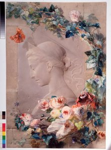 Darstellung der heiligen Cäcilia, Aquarell von Angelo Rossi (1814-1871) 1859 von Angelo Rossi