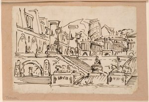 Bühnenbild, Gruppe antiker Gebäude von Angelo Toselli