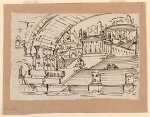 Bühnenbild, imaginäre Stadt von Angelo Toselli