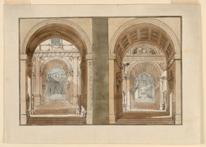 Bühnenbilder, Blicke in Palasthöfe von Angelo Toselli