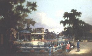 Chinesischer Garten mit drei Damen von Anglo Chinese School