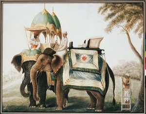 Elefanten mit ihrem Mahout, ca. 1815
