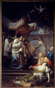 Borromee kommuniziert Pestkranke. Heiliger Karl Borromee (Carlo Borromeo) von Anicet Charles Gabriel Lemonnier