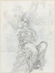 Sitzender Engel in einer Landschaft [recto] von Anicet Charles Gabriel Lemonnier