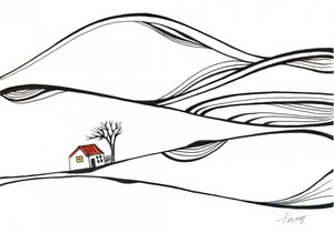 Haus auf dem Hügel mit rotem Dach von Aniko Hencz