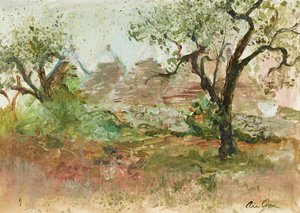 Trulli und Olivenbaum von Ann Oram