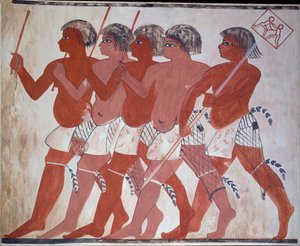 Kopie eines Gemäldes aus dem privaten Grab 74 von Thenuny, Theben I, 1, 144-146, 20. Jahrhundert von Anna
