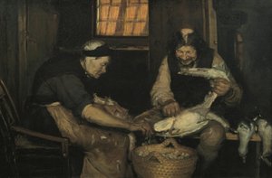 Altes Paar rupft Möwen. Lars Gaihede und alte Lene