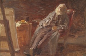 Der Maler Vilhelm Kyhn raucht seine Pfeife von Anna Ancher