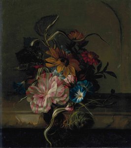 Sonnenblume, Winde und zweifarbige Tulpe von Anna Elisabeth Ruysch