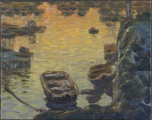 Eine Frühlingsnacht während der Angelsaison. Studie von Lofoten, 1910 von Anna Katarina Boberg