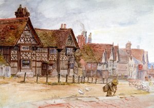 Dorfstraße mit Tudor-Häusern, ca. 1864-1930 von Anna Lea Merritt