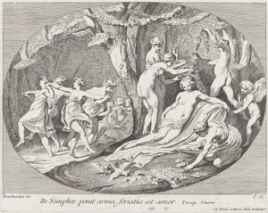Geht Nymphen, die ihre Waffen niederlegen, die Liebe ruht!, 1730-60 von Anne Claude Philippe de Caylus