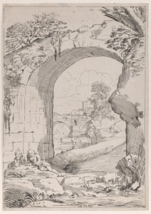 Landschaft mit Brücke, 18. Jahrhundert von Anne Claude Philippe de Caylus