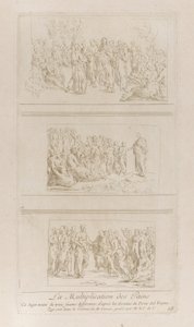 Drei separate Studien zu den Wundern der Brote, die Christus stehend zeigen, ca. 1729-40 von Anne Claude Philippe de Caylus