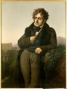 Porträt von Francois Rene, Vicomte von Chateaubriand (1768-1848), meditierend vor den Ruinen Roms mit Blick auf das Kolosseum