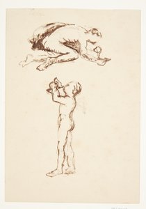 Studienblatt mit kniendem Mann und stehendem Jungen von Anne Marie Carl Nielsen