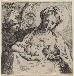 Madonna und Kind mit einem Engel von Annibale Carracci