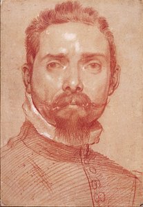 Porträt des Lautenspielers Giulio Mascheroni (Porträt du joueur de luth Giulio Mascheroni) Rötel von Annibale Carracci (Carrache) (1560-1609) ca. 1594 Albertina, Wien von Annibale Carracci