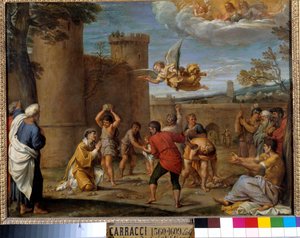 Die Steinigung des Heiligen Stephanus: St. Stephanus war der erste christliche Märtyrer, der 36 n. Chr. durch Steinigung starb.