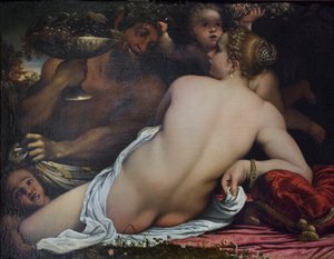 Venus, zwei Satyrn und Amor von Annibale Carracci