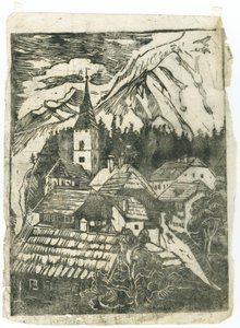 Dorf im Gebirge von Anny Dollschein