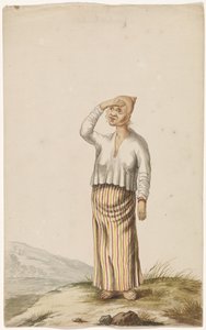 Albino-Frau mit Hand vor den Augen