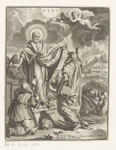 Allegorische Darstellung mit Christus, Moses und kniender Figur