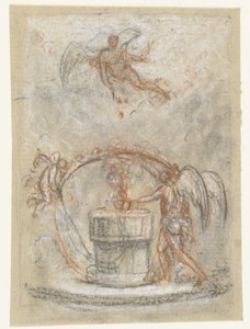 Allegorische Darstellung mit Figuren um ein Denkmal oder Altar von Anonymous
