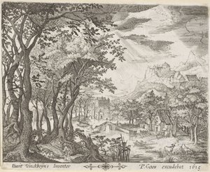 Bergige Flusslandschaft von Anonymous